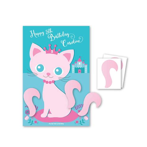Pin the Tail on the Kitty / Cat- party game - DIY party game - party game for girls - cat game