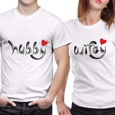 Bkld 2018 New Summer Funny Couple T Shirts Hubby Wifey Heart Printing O Neck Tees Short Sleeve