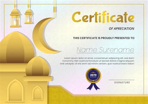 Premium Vector Certificate With Mosque Background And White Gold