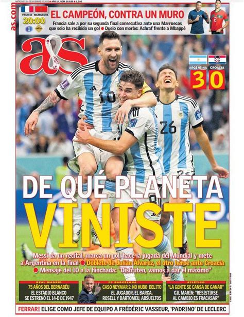 Las Tapas De Los Diarios De Argentina Y El Mundo Rendidos Ante Messi Y Julián Álvarez