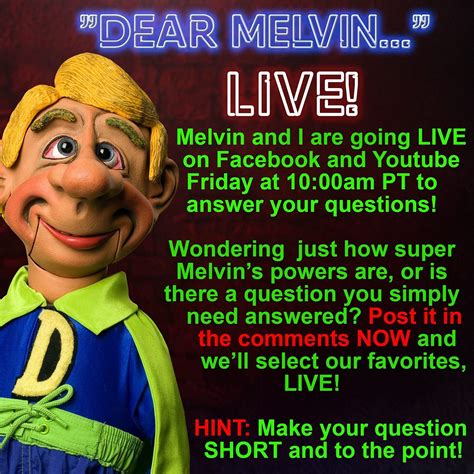 Jeff Dunham Melvin And I Are Going Live On Facebook And Facebook
