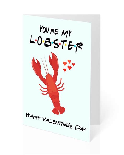Friends Lobster Valentines Day Card Friends Valentine Etsy In 2020