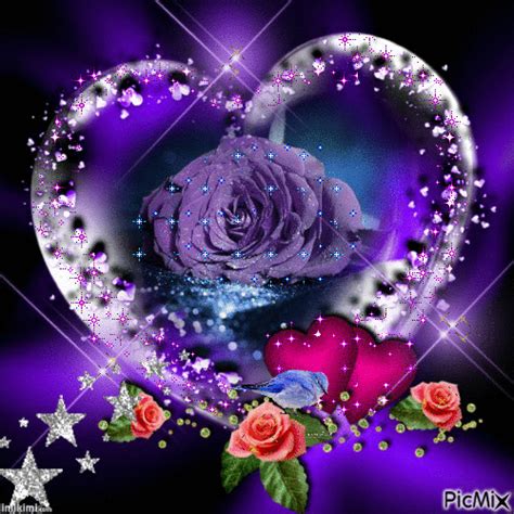 Purple Hearts And Roses And Stars