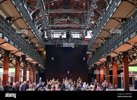 The former fish auction hall in Altona near the port of Hamburg is now