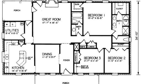 Simple Rectangle Ranch Home Plans Small House Plans Simple Floor