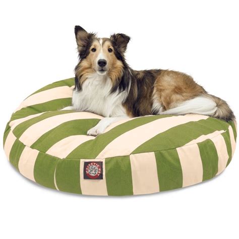 Majestic Pet Vertical Stripe Round Dog Bed Treated Polyester Removable