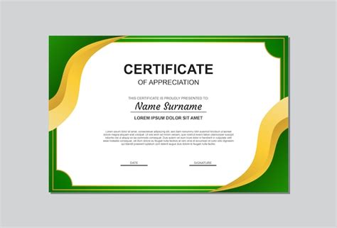 Premium Vector Certificate Template In Gold And Green Color With