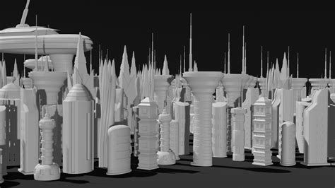 3D Model Sci Fi Buildings Pack 12 LOWPOLY 3D Models VR AR Low