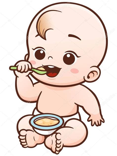 Vector A Ilustração De Cartoon Cute Bebê Comendo Desenho Animado Bebe