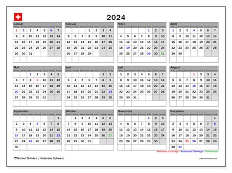 Kalender Jahrlich 2024 Schweiz Michel Zbinden De
