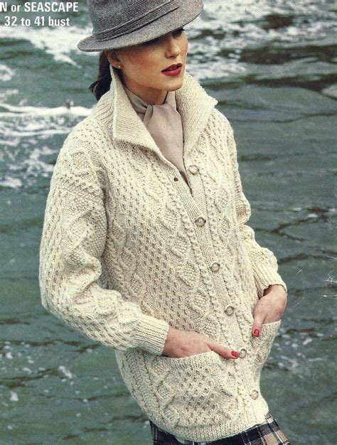 instant pdf digital download ladies aran long line jacket etsy uk aran knitting patterns