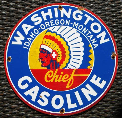 Washington Gasoline Vintage Porcelain Sign Old Antique Gas Station