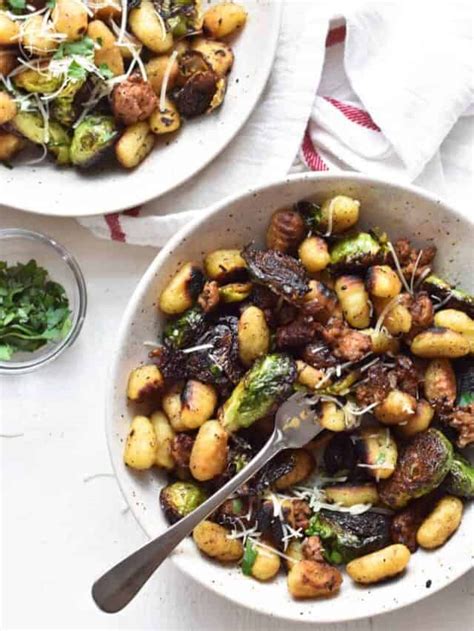 Pan Fried Gnocchi And Brussels Sprouts Recipe Stress Baking