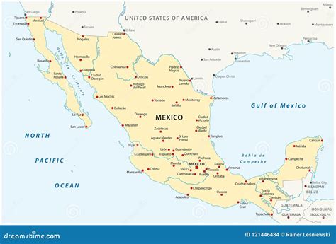 De Verenigde Mexicaanse Vectorkaart Van Staten Vector Illustratie