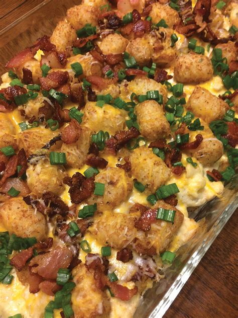 Crumble cooked bacon while waiting for the casserole to cook and set aside. Chicken Bacon Ranch Tator Tots Casserole - Adams Electric Cooperative