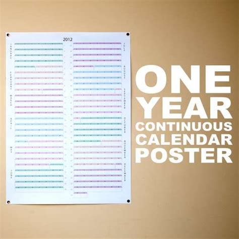 One Year Continuous Calendar Poster Calendar Poster Continuity Calendar