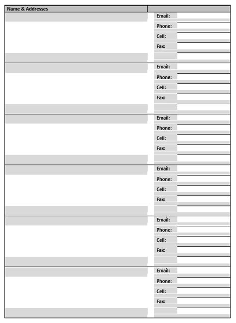 20 Free Address Book Templates In Ms Word Format One