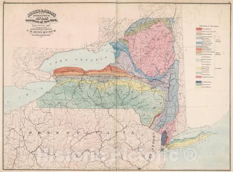 Historic Map 1870 Asher And Adams New York Geological Map Vintage