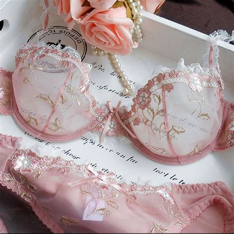 Sexy Women Bra Briefs Sets Floral Lace Sheer Bras And Panties