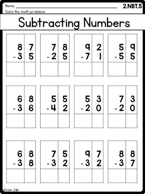 It is the year that we work on a multitude of addition and subtraction strategies that students can use to solve problems. 2nd Grade Math Worksheets NBT Place Value- Digital ...