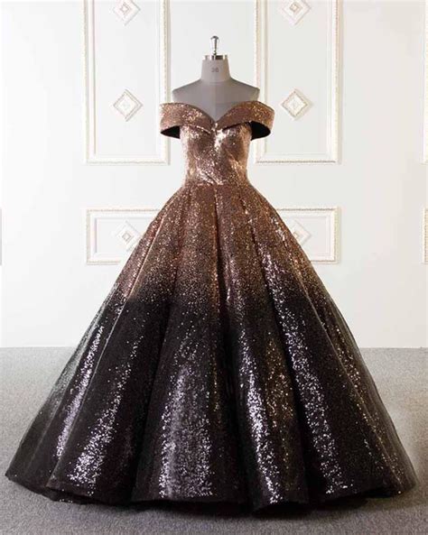 Black ball gown wedding dress for your special day. Luxury Sparkly Ball Gown Dresses Gold and Black Sequins ...