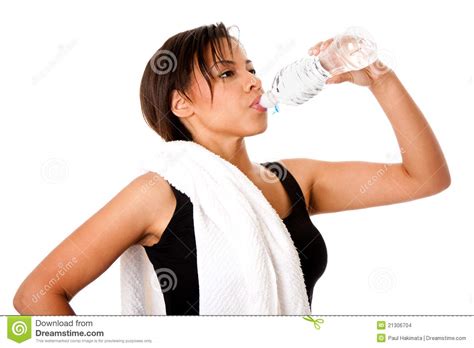 Rehydrating Drinking Water After Workout Stock Photo