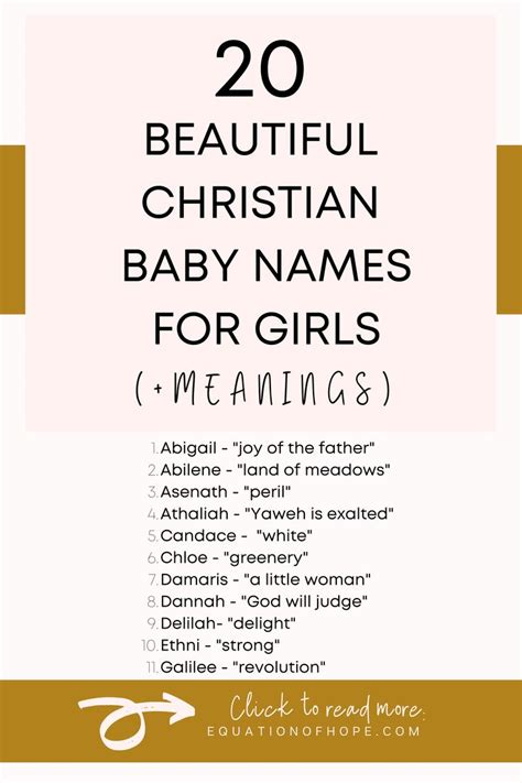 Beautiful Christian Baby Names For Girls Plus Meanings Biblical