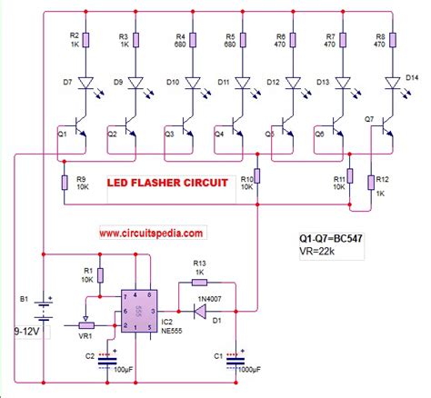 Led Flasher Chaser Circuit With Or Without Ic Electronic Projects