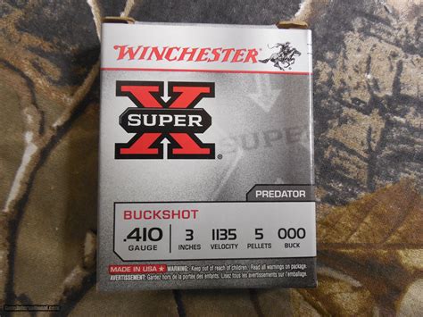 winchester super x 410 ga buckshot 3 shells 000 buck 5 pellets 1135 f p s predator 5