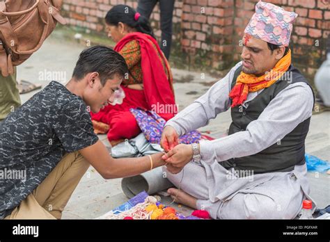 Kathmandu Nepal 26 August 2018 People Celebrating Janai Purnima Or