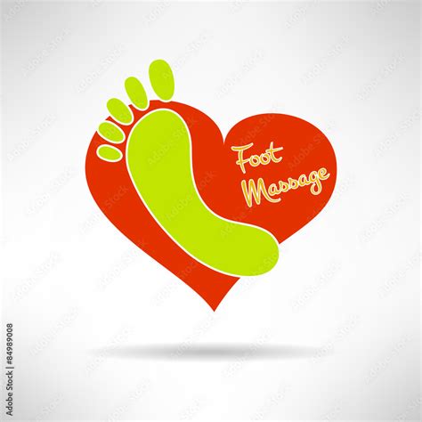 Feet Massage Sign And Foot Logo On Top Of A Red Heart Health Stock Vector Adobe Stock