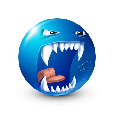 Smiley Fangs Blue Emoji Funny Emoji Faces Funny Emoticons