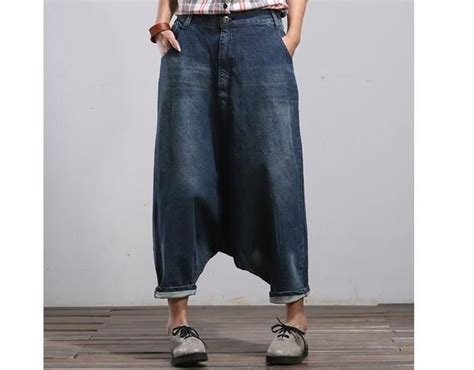 Womens Loose Fitting Jeans Denim Cotton Harem Pants With Pockets Womans Casual Pants Baggy