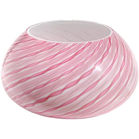 Fratelli Toso Murano Pink Zanfirico Twist Ribbons Italian Art Glass Flower Vase For Sale At 1stdibs