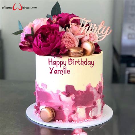 Happy Birthday Rose Cake With Name Edit Best Wishes Birthday Wishes