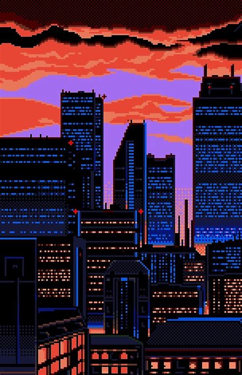 Retro City Night Pixel Art By Bigdoctorphil Redbubble