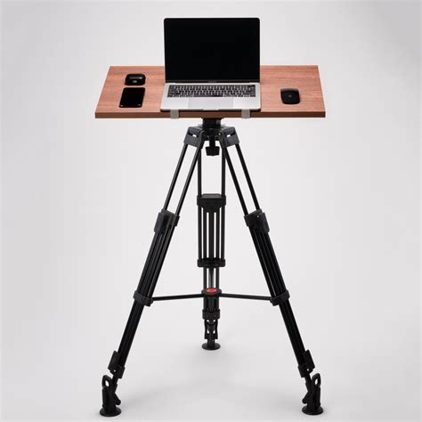 Tripod Standing Desk Pro Walnut Intension Design Permanent