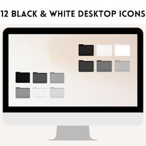 Desktop Folder Icons Aesthetic Black White Grey Compatible With Mac