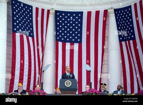 Us President Barack Obama Delivers His Address During Veterans Day At