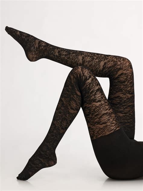 Lyst Spanx Floral Lace Tights In Black