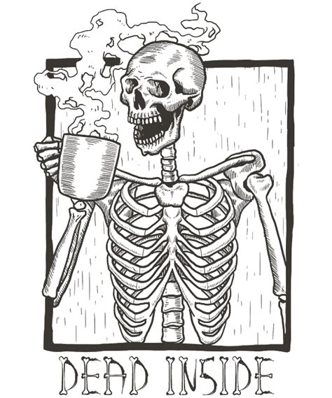 Dead Inside Skeleton Coffee Halloween Meme Duvet Cover By Flippin Sweet