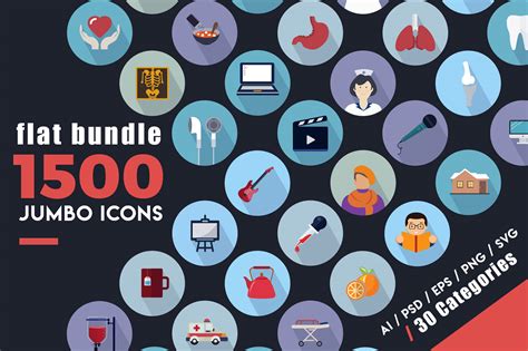 1500 Flat Icons Jumbo Bundle On Behance