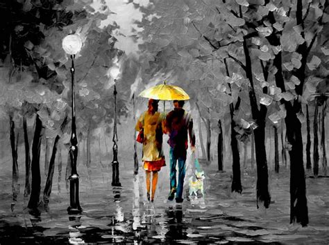 A Walk In The Park Oil Painting Couple Walking In The Rain On Etsy