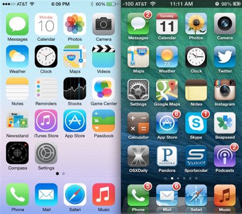 Ios 7 Vs Ios 6 Side By Side Visual Comparisons