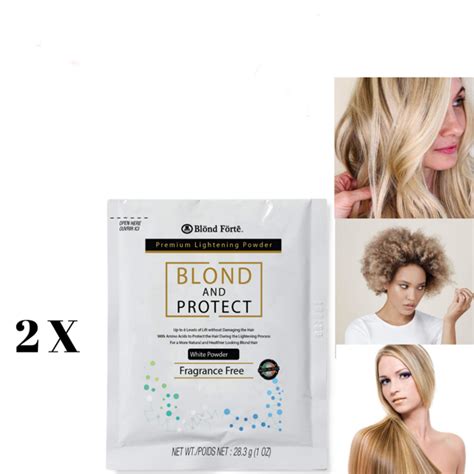 2 Pack Blond Forte Blond N Protect Premium 8 Level Hair Lightener Bleaching Powder With Amino