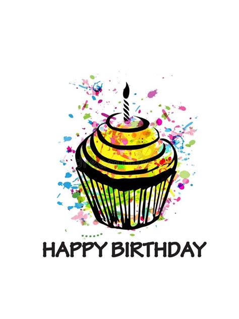 Colorful Happy Birthday Cupcake Greeting Card Vector Illustration Design Birthday Celebration