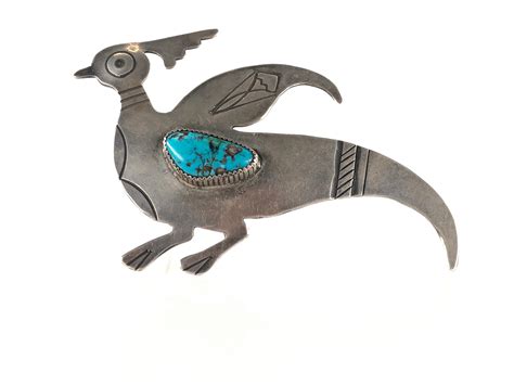 Lot Vintage Navajo Silver Turquoise Bird Brooch