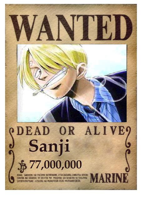 Sanjis New Wanted Poster By Tish246 On Deviantart