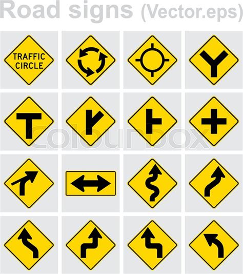 Traffic Sign Road Concept Design Set Stock Vector Colourbox