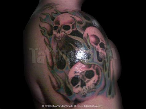 Skulls In Flames Tattoo Skulls In Flames Tattoo Tattoo C Flickr